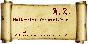 Malkovics Krisztián névjegykártya